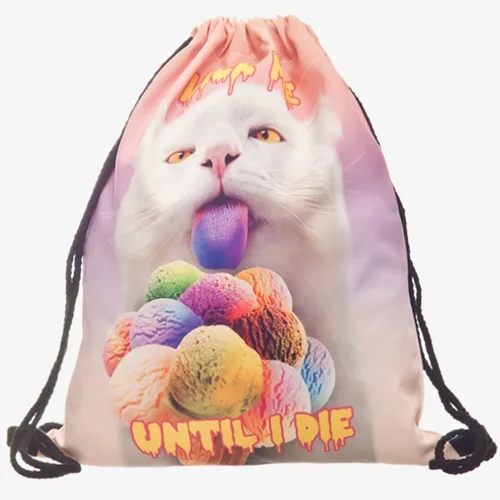 Кошка escape 3D печать для женщин классический бренд forever mochila escolar мужские сумки дорожные mochilas Рюкзак Сумка на шнурке - Цвет: SKD27061