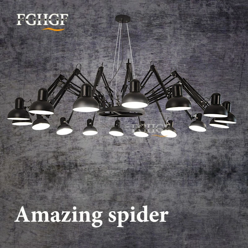 Винтажная люстра в американском стиле с изображением паука монтируемая на