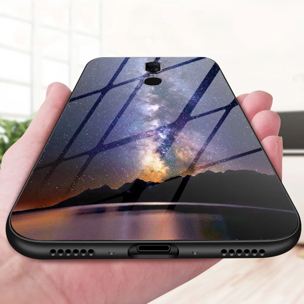 Чехол из закаленного стекла для OPPO F11 Pro Чехлы силиконовая задняя крышка чехол Reno 2