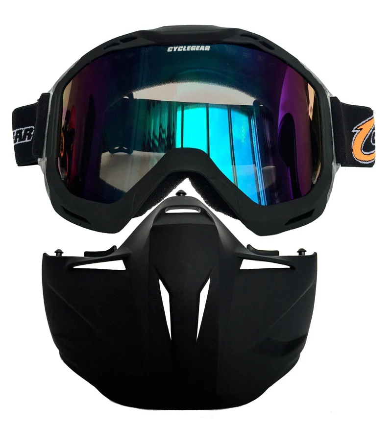 Cyclegear бренд мотокросса маска очки для открытого лица емкости Ретро Винтажные шлемы с очками мотоциклетный шлем Gafas CG02 - Цвет: Rainbow