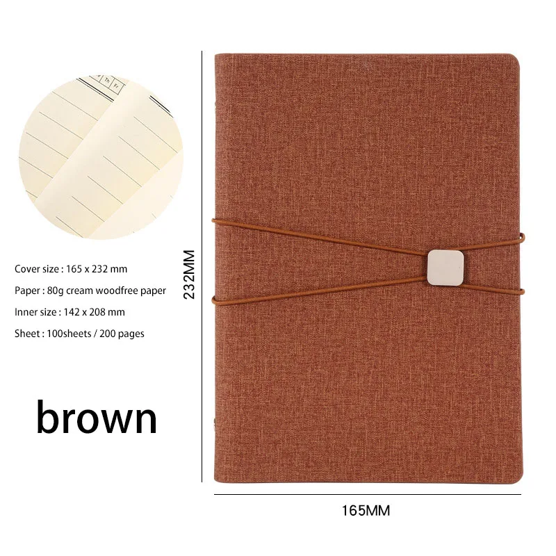 brown A5, винтажный Тканевый блокнот, планировщик, переплет, подкладка, бумага, пуля, журнал, Kpop, Muji, секретный дневник, канцелярские товары для школы, офисные принадлежности - Цвет: brown