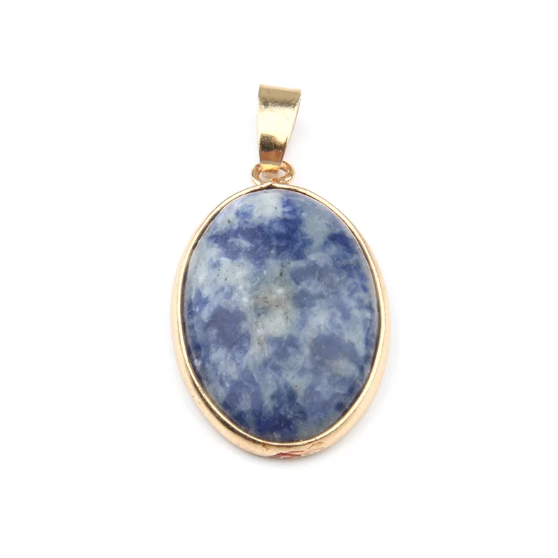 Natural Stone Pendant Oval Shape Pendants Agates/ Tiger Eye Charms for Necklaces Jewelry Making 3.6*1.9*0.7cm