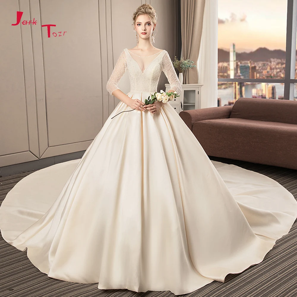 Robe De Mariage индивидуальный заказ полный Бисер с рукавом три четверти Лучший Франция