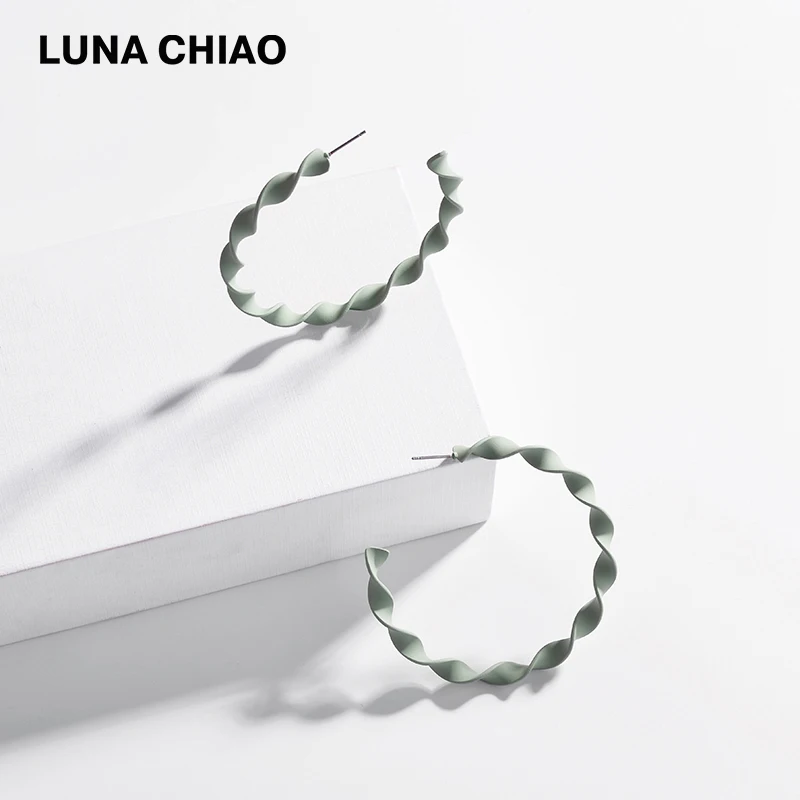 LUNA CHIAO модные ювелирные изделия витые круглые большие серьги-кольца матовые