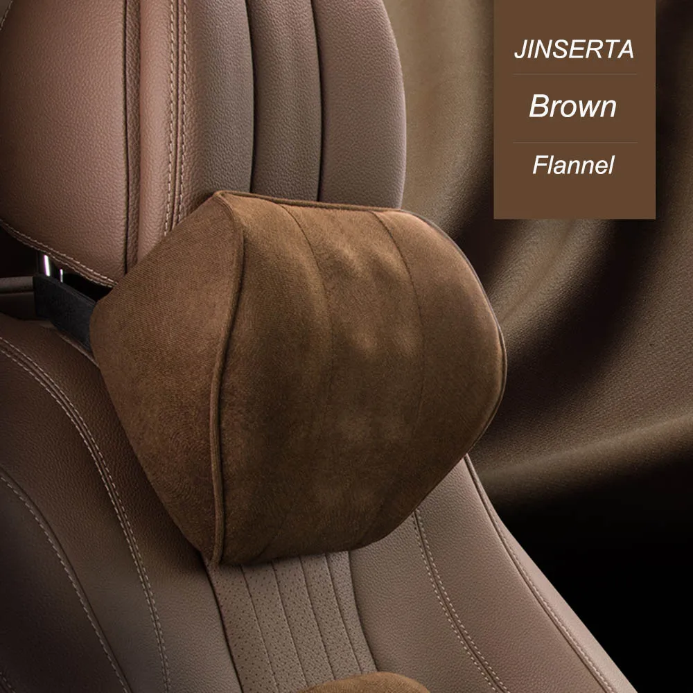 Brown-Neck1 JINSERTA из искусственной кожи подголовник автомобиля подушка для шеи авто подушки сиденья Поддержка спины поясничная Подушка с эффектом памяти чехол для сиденья дорожная подушка - Цвет: Brown-Neck1