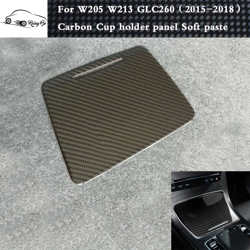 

Carbon fiber Car Interior Cup Holder Panel Cover Stickers For Benz W205 C Class C180 C200 GLC260