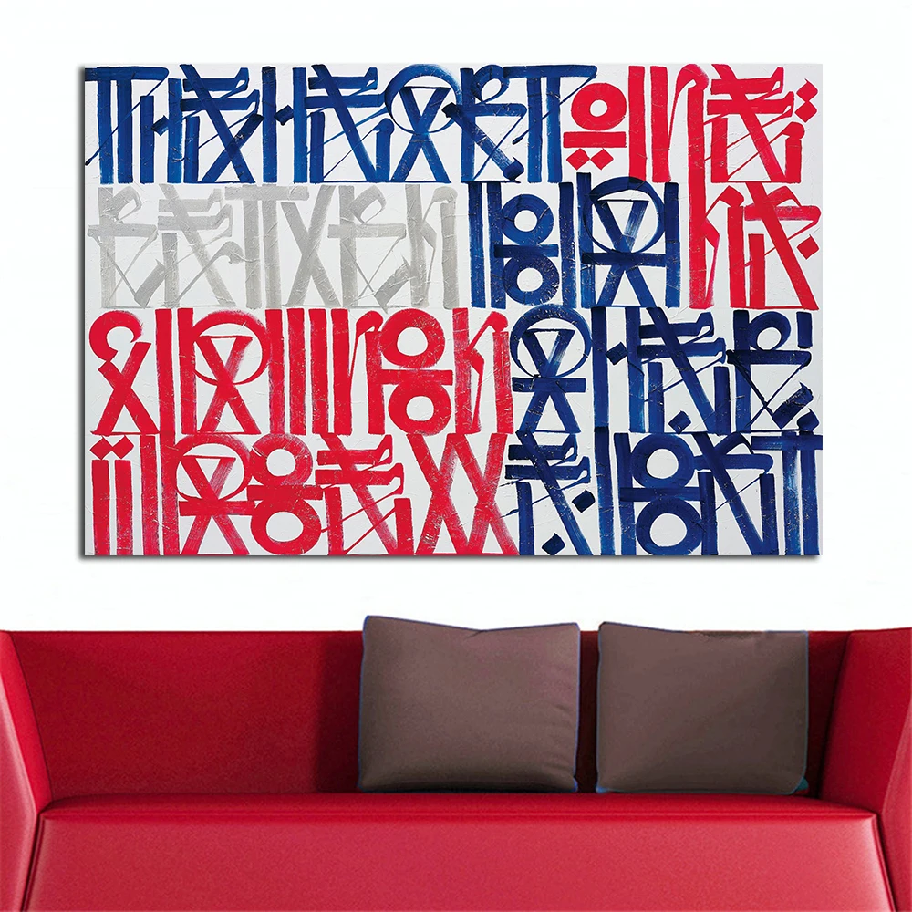 JQHYART красная и синяя картина маслом настенная живопись картины на холсте