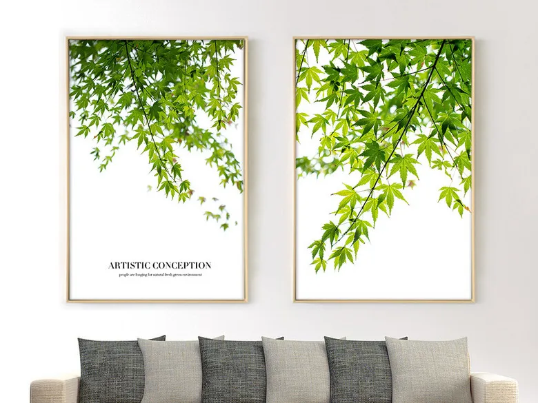 Зеленый маленький простой современный скандинавский кленовый лист декоративная