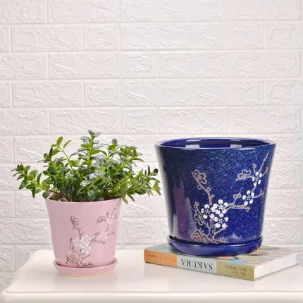 Керамический цветочный горшок специальное предложение очень большой с подносом