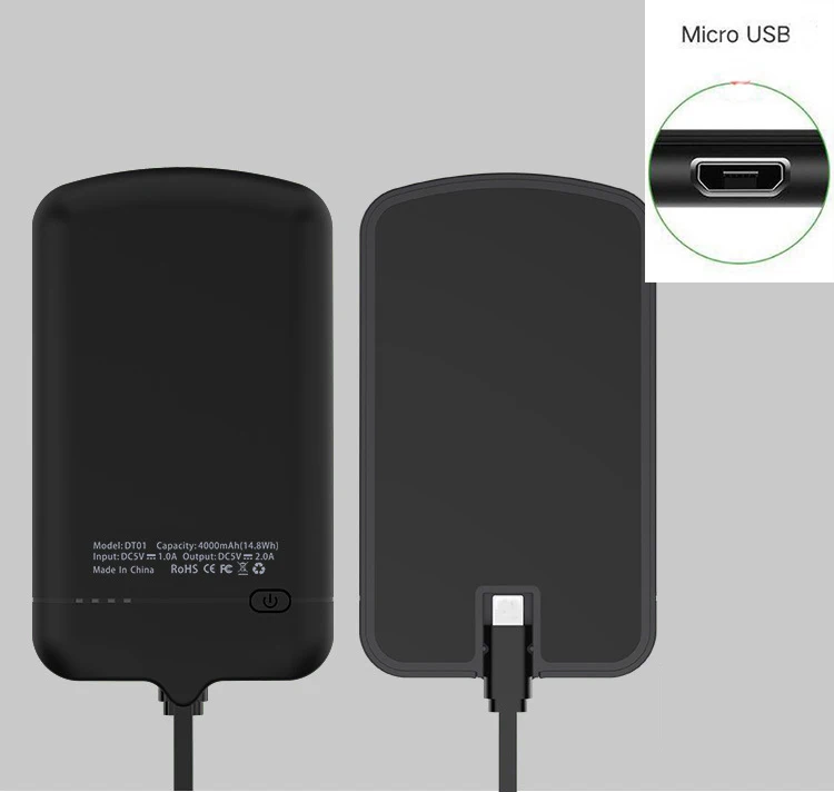 Micro-Black 4000 мА/ч, Мощность задняя крышка чехол для samsung Galaxy A10 A20 A30 A40 A50 A60 A70 A80 A90 M10 M20 M30 S10 Универсальный Батарея Зарядное устройство Чехол - Цвет: Micro-Black