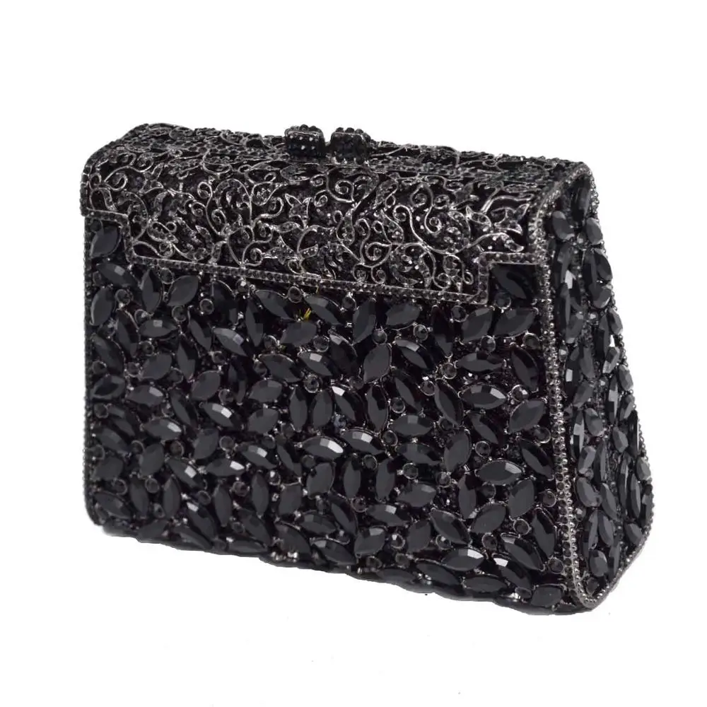 black crystal bag Серебряная коробка сумка Diamond Для женщин сумочка-клатч с украшением в виде кристаллов вечерние сумки из натуральной кожи женские банкетные кошелек модные барсетки вечерние сумка SC452 - Цвет: black crystal bag