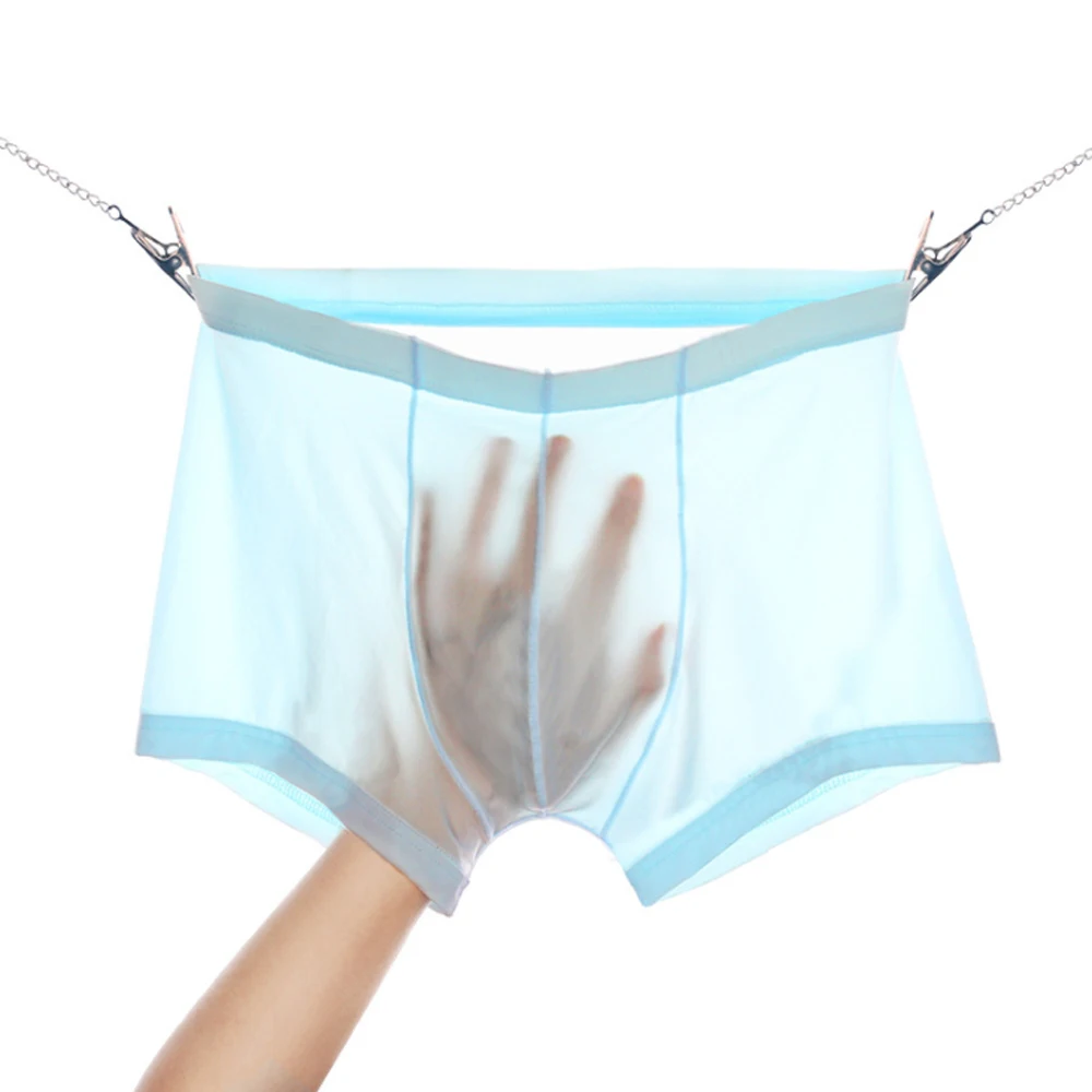 Летние Ice Silk для мужчин нижнее бельё девочек бесшовное прозрачное Короткие