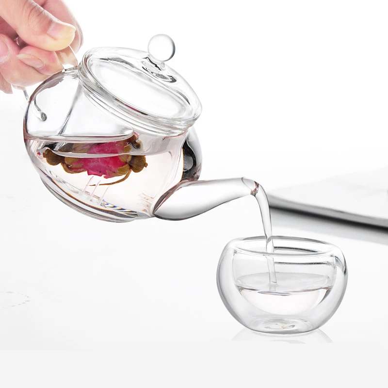 

Arshen Elegant 250ML Borosilicate Glass Teapot Heat Resistant Bottle Cup for Blooming Tea Herbal Coffee with Infuser Fitter Gift