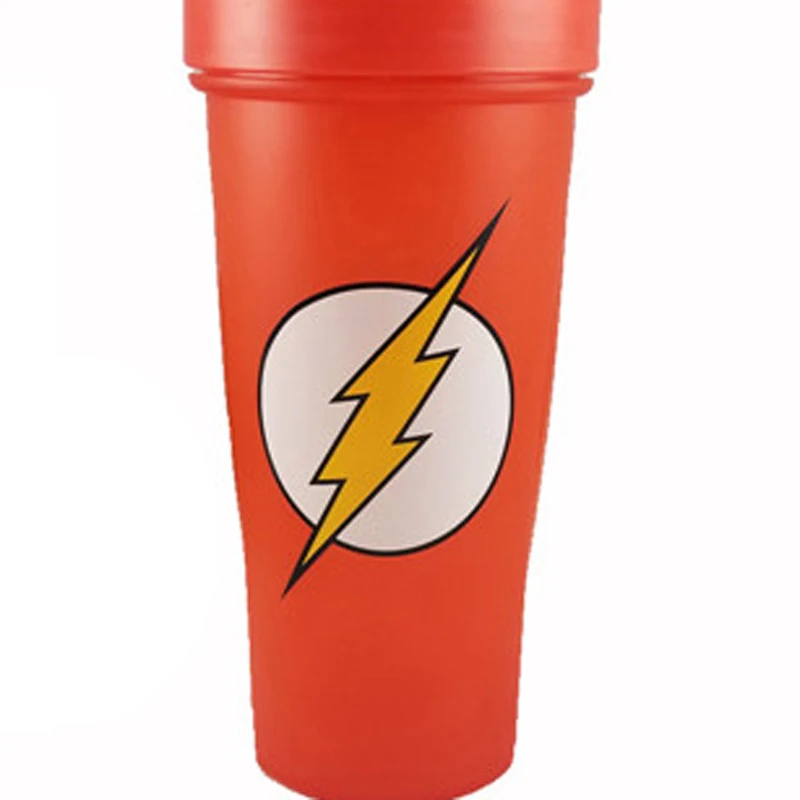 Flashman 600 ML Super Heroes шейкер бутылка с венчиком мяч Спорт Тренажерный зал сывороточный протеин порошок для Смешивания Бутылка Фитнес бутылка для воды BPA - Цвет: Flashman