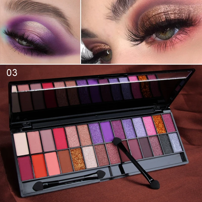 28 цветов блестящие тени для макияжа Pallete матовые тени для век Палитра мерцающие и блестящие алмазные тени для век Водонепроницаемая косметика