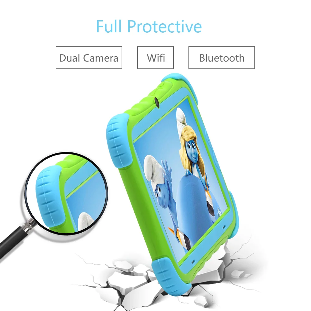IRULU 7 дюймов Android 7,1 детский планшет 16GB Babypad Edition ПК с Wifi и камерой GMS Сертифицированный поддерживаемый Детский защитный чехол(розовый