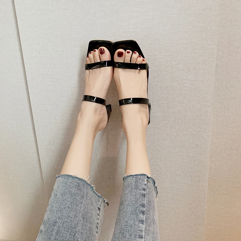 Летние модные сандалии с открытым носком на высоком каблуке модельные туфли