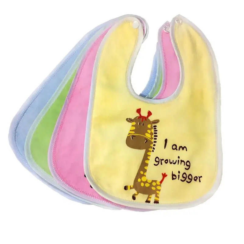4pcs/Lot Cartoon Giraffe Infant Baby Bibs Children Waterproof Dinner Feeding Cotton Towel 4 Colors Newborn Burp Clothes | Детская одежда