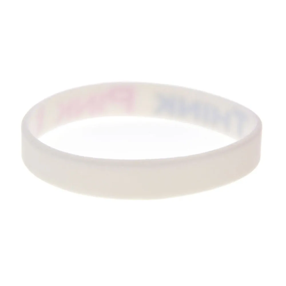 1 шт. Think Pink с лентой знание потребителей о Wristband Силикона белого цвета|Браслеты