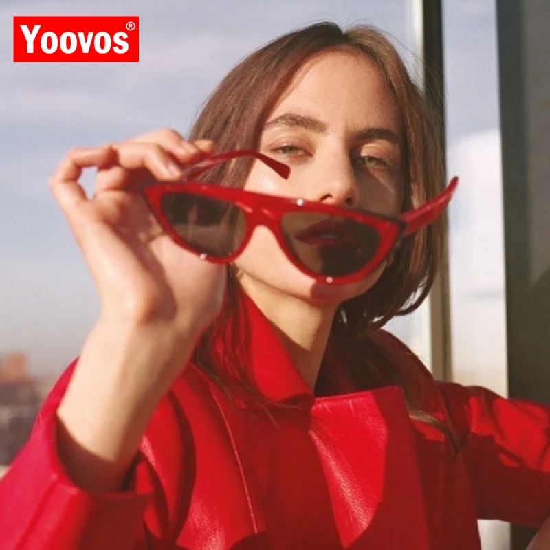 Yoovos 2021 Винтажные Солнцезащитные очки кошачий глаз женские брендовые