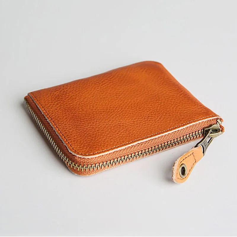 100% Genuine Leather Wallet Men Women Vintage Handmade Short Slim Small Zipper Mens Purse With Coin Pocket Card Holder Money Bag | Багаж и