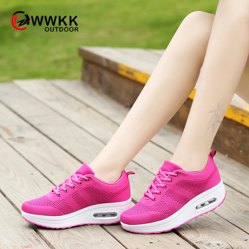 Женские кроссовки на платформе WWKK дышащие сетчатые Прогулочные с воздушной