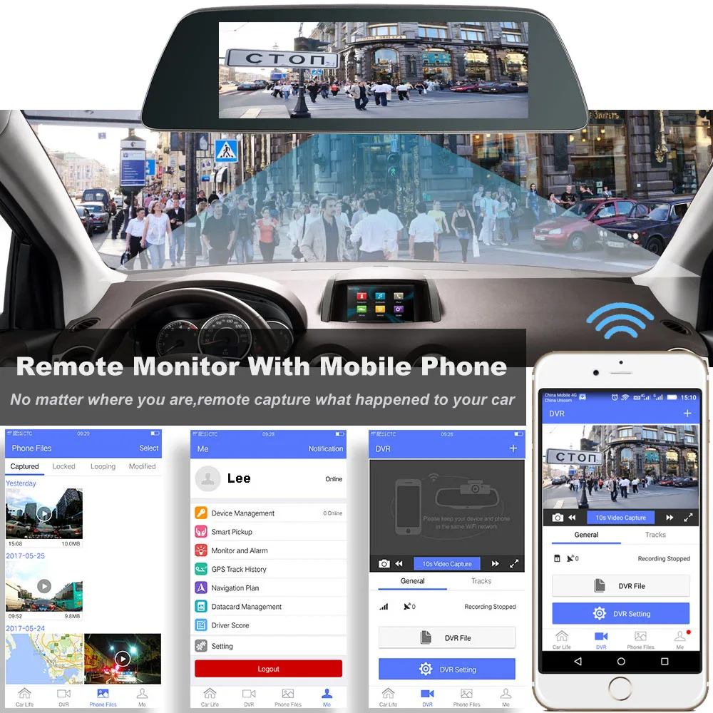 4G Wi Fi dvr автомобиля камера 8 &quotAndroid 5 1 gps навигации ADAS удаленного мониторы