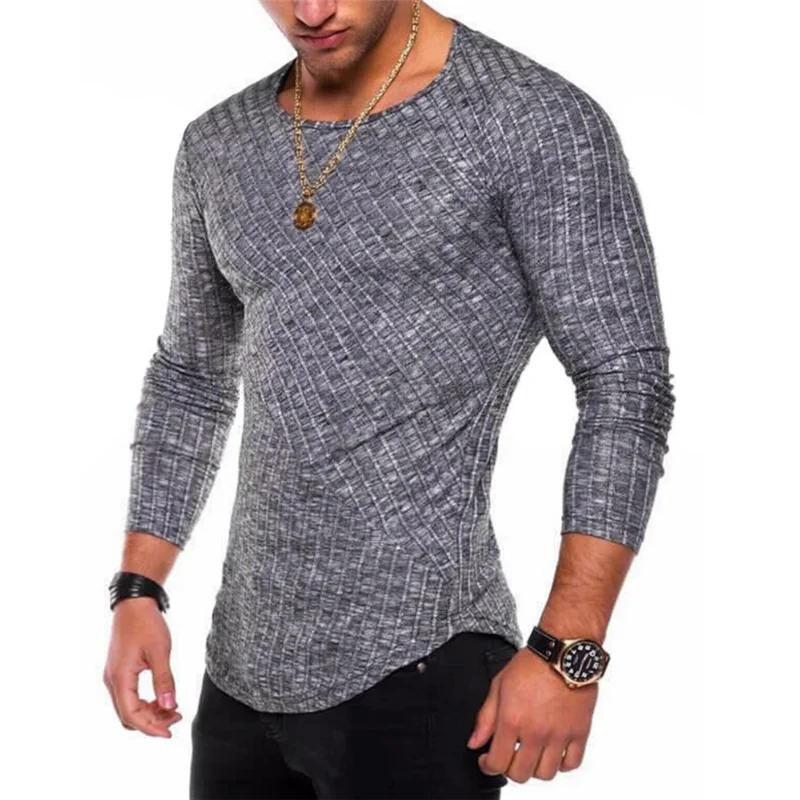 

Hot sale 2018 Men's Sexy T shirt O neck Long Sleeve Male Solid Color Streetwear Slim Fit T-shirt Hip Hop High Street Tops S-3XL