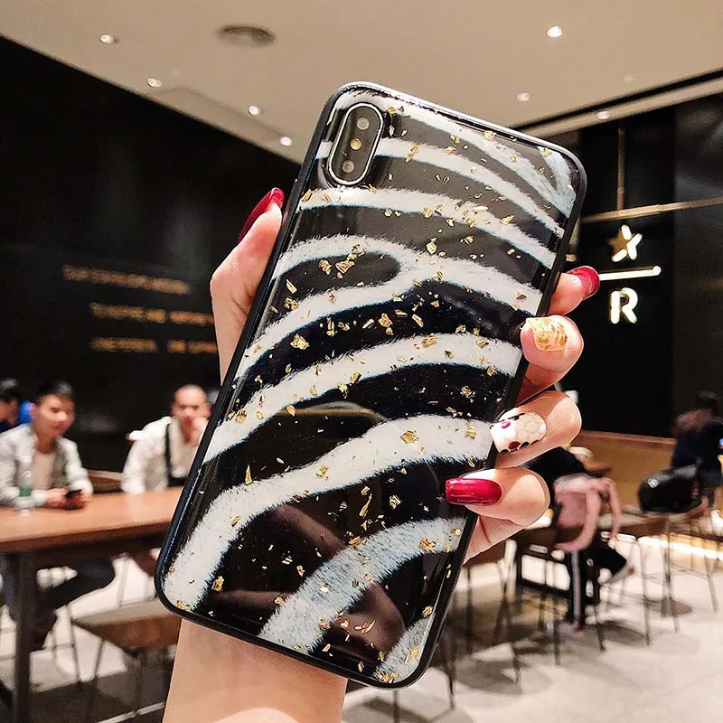 Блестящие золотистые Чехлы Kerzzil с фольгой для iPhone X XS XR Max Fashion Animal Leopard из мягкого