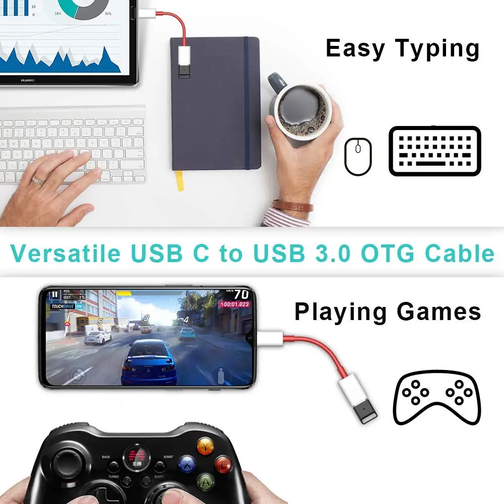100% Оригинальный Oneplus 6 6T 5 3 т наборами по 2 Тип usb C Кабель адаптер On The Go 12 cm для детей