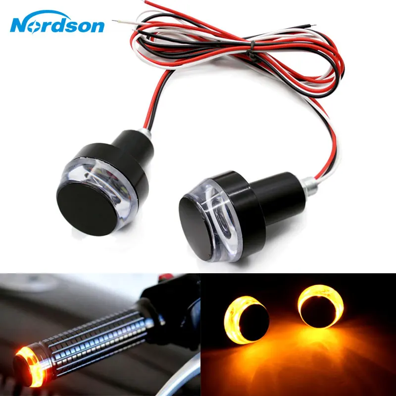 

Nordson 2PCS Motorcycle Amber LED Handle Bar End Indicator Grip Plug Turn Signal Light 22mm Handlebar Motorcycle Accessories