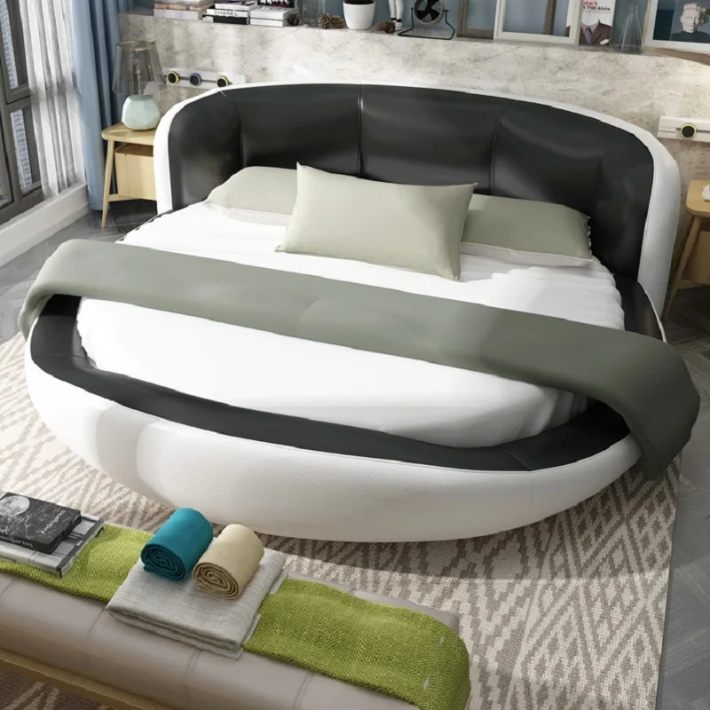 Современная кожа вокруг кровати мебель для спальни|Наборы спальной| |