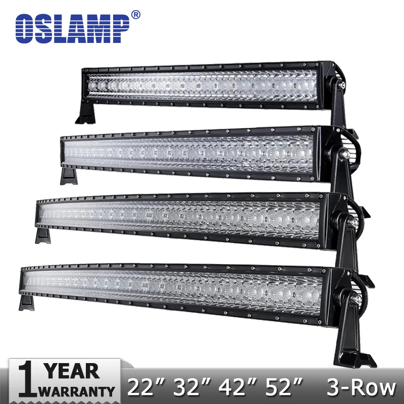 Oslamp 3 ряда 1" 22" 3" 50" изогнутый СВЕТОДИОДНЫЙ светильник бар внедорожный точечный+ комбинированный луч потока Светодиодный рабочий светильник 4x4 внедорожник Грузовик 12 В 24 В