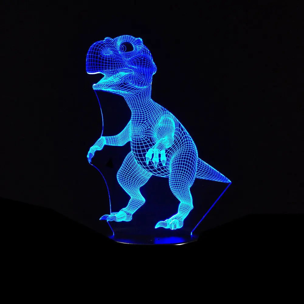 Цвет изменение сенсорный выключатель динозавров Форма 3d иллюзия Светодиодная