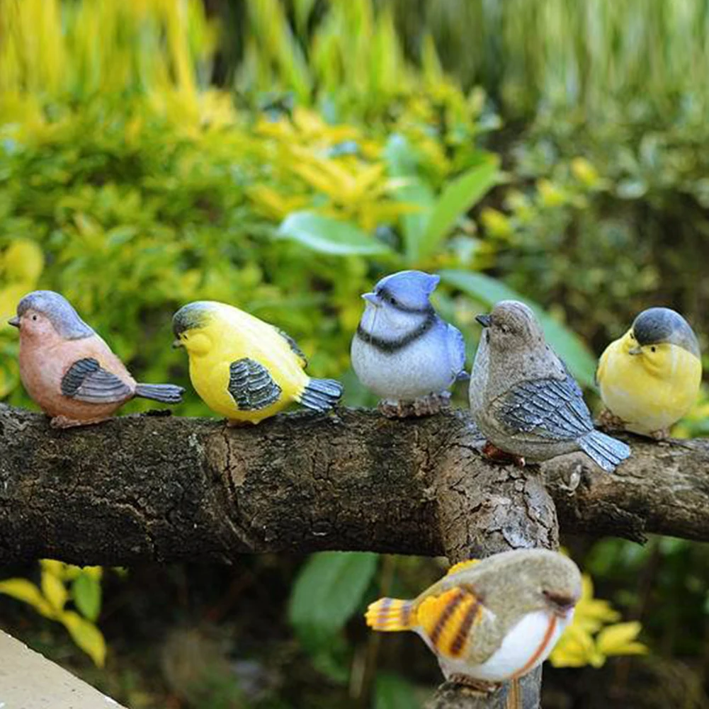 6pcs Photography Props Crafts Ornaments Simulation Bird Artificial Wedding Pollution-free Synthetic Resin Toy Garden Decoration | Дом и сад
