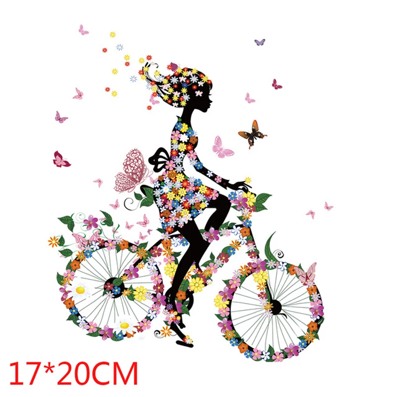 Джинсы для пирографии велосипед цветочница напечатанные железные нашивки