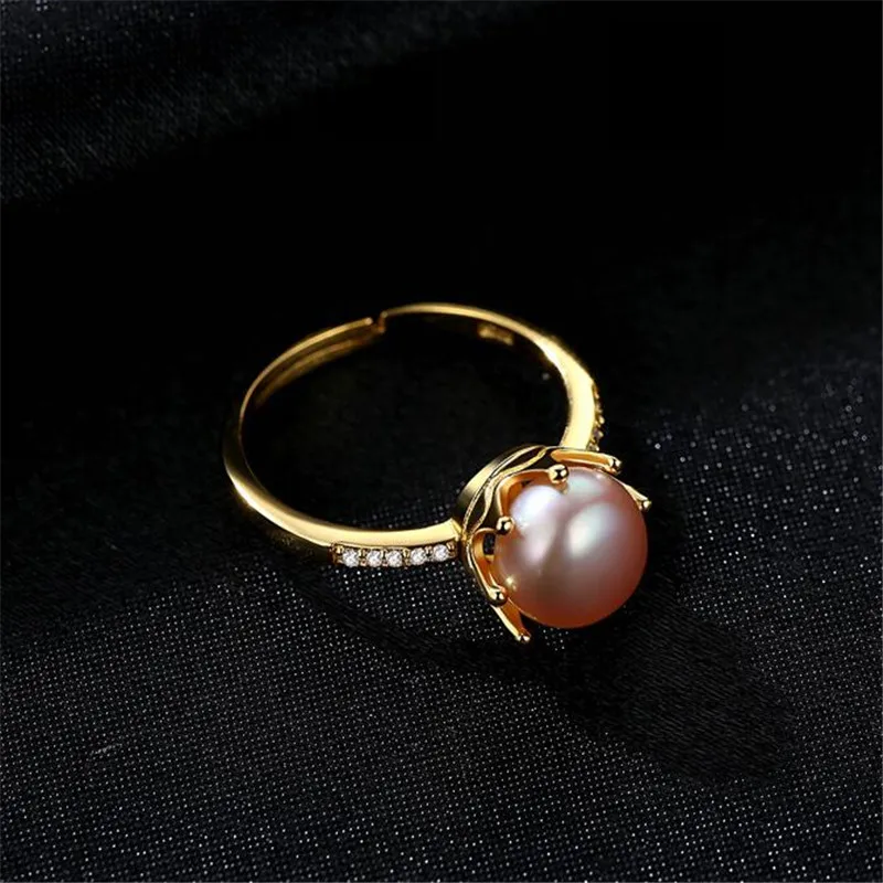 925 Sterling Silver Crown Shape Eight Paws 8-8.5mm Real Natural Freshwater White Pink Purple Pearl Finger Rings For Girlfriend | Украшения