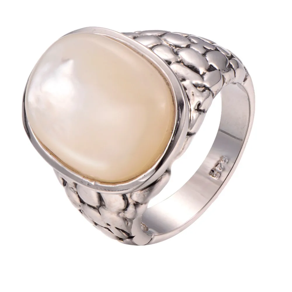 

Pearl shell 925 sterling silver Ring fashion ring Size 6 7 8 9 10 F1232