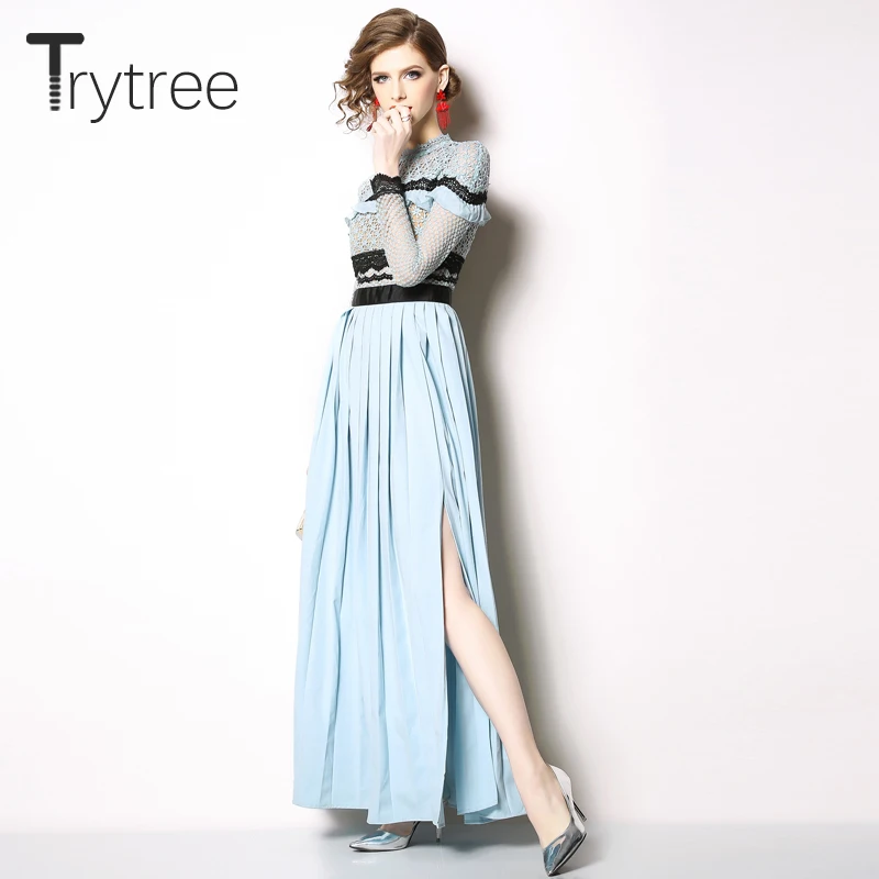 Летнее осеннее платье рубашка Trytree с оборками женские жаккардовые кружевные