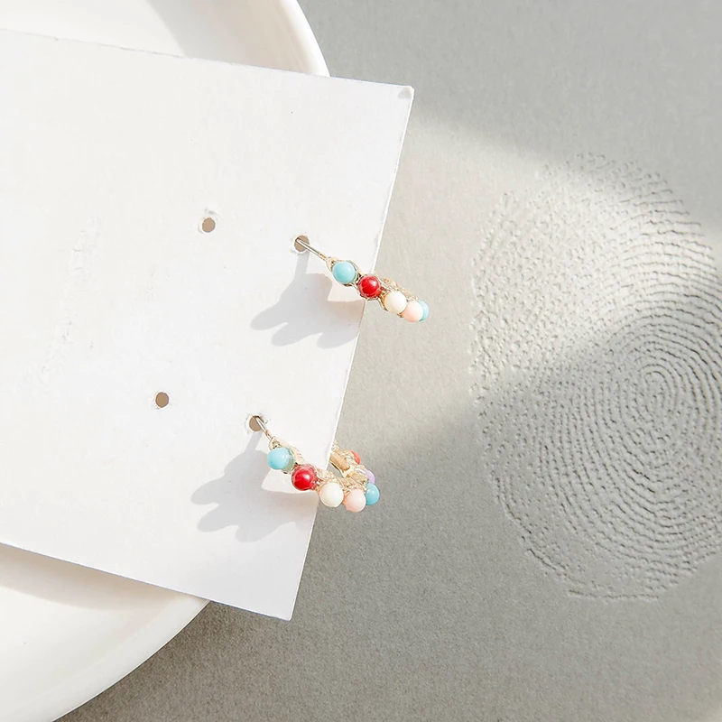 Разноцветные серьги C-образной формы большие серьги-гвоздики милые маленькие