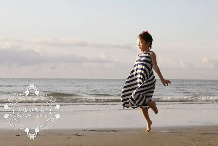 Длинное пляжное платье в полоску для маленьких девочек 3 лет 1 предмет 100% хлопок