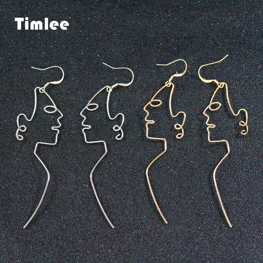 Timlee E057 контракт Абстрактная живопись уход за кожей лица серьги с человеческой фигурой контур сплава серьги падения темперамента Модные украшения оптом