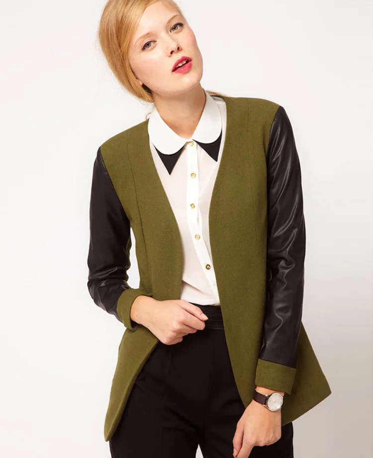 Autumn 2014 New High Street Fashion Blouse Three Quarter Sleeve Lapel Collar Chiffon Shirt for Women White Sale |