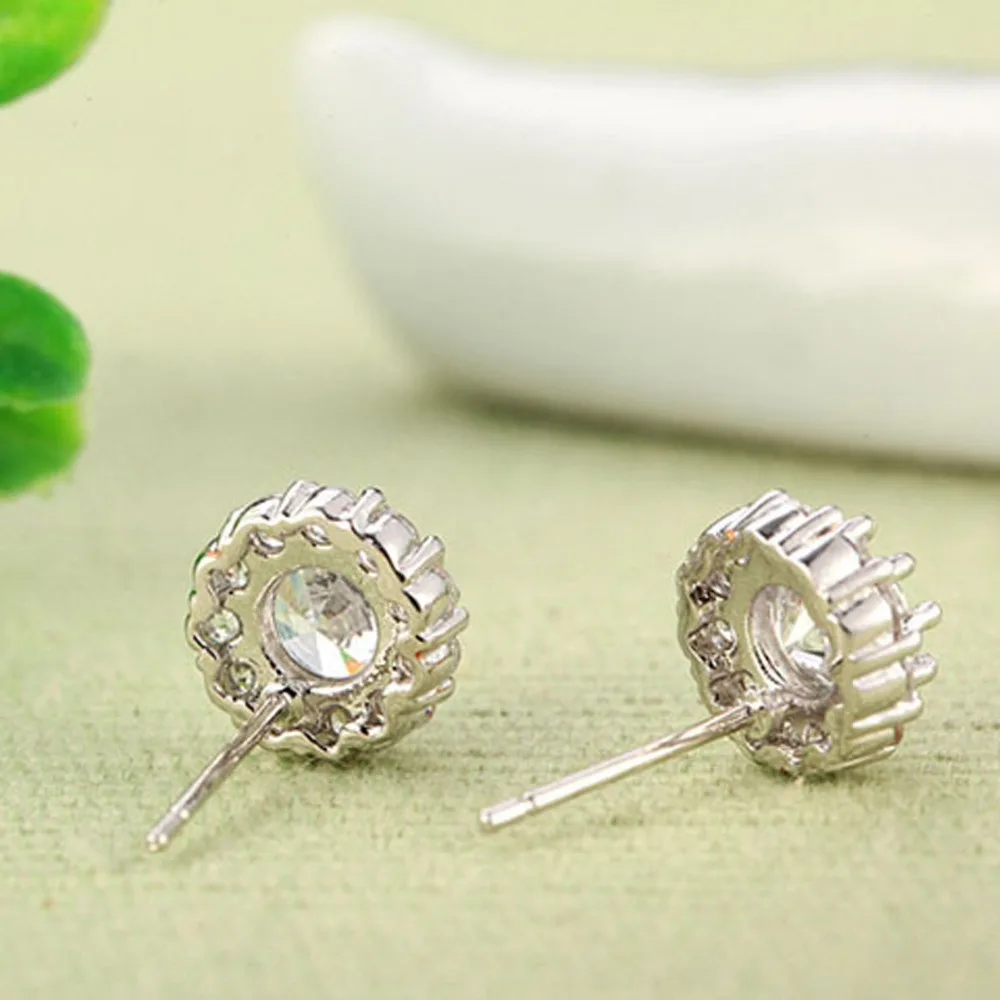 Luoteemi бренда Simple прекрасный цветок высокое качество Серьги гвоздики с Камни Белое