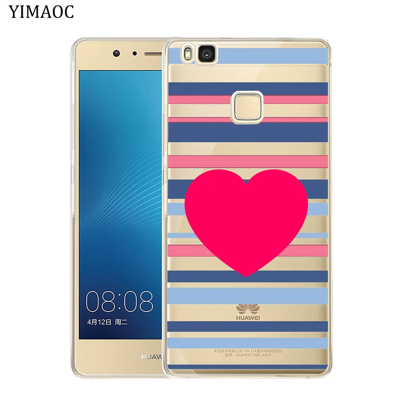 Мягкий силиконовый чехол для телефона YIMAOC в розовую полоску с сердечными губами