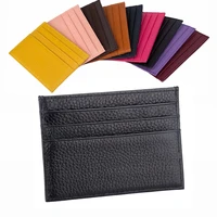 100 genuine cow leather id card holder candy color bank credit card gift box multi slot slim card case
