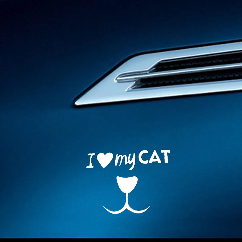 

YJZT 13.7CM*10.2CM Car Sticker Personality Vinyl Decal I Love My Cat Black Silver C10-02331