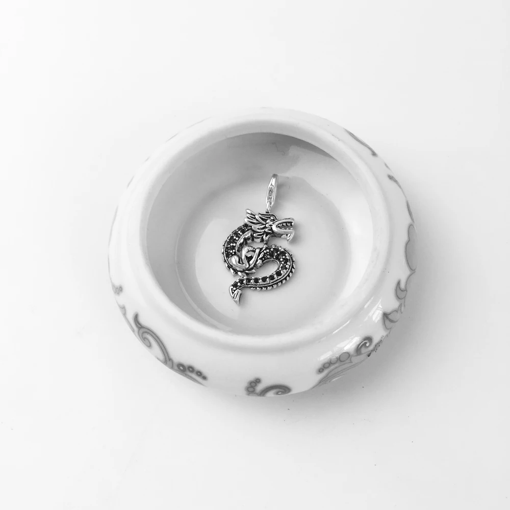 Black Dragon Charm Pendant Fit Bracelet &amp Necklace 2019 New Trendy 925 Sterling Silver Good Making Jewelry Gift For Women Bijoux |