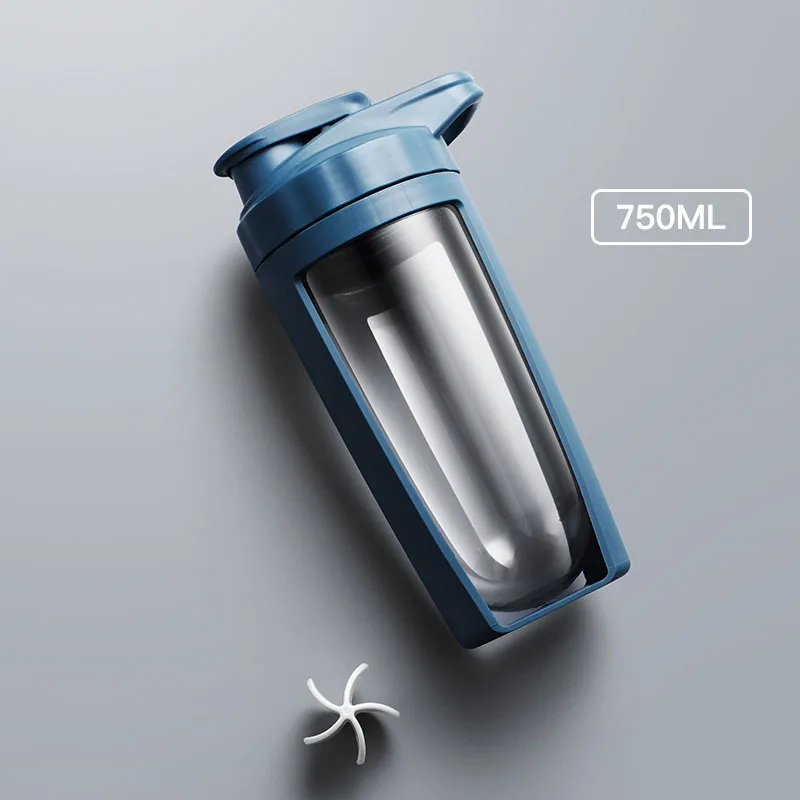 Navy Blue 750ml Протеин шейкер большой Ёмкость бутылка для воды на открытом воздухе спортивные Фитнес обучения пить молоко порошка смеситель My Water Bottle(Моя бутылка с водой - Цвет: Navy Blue