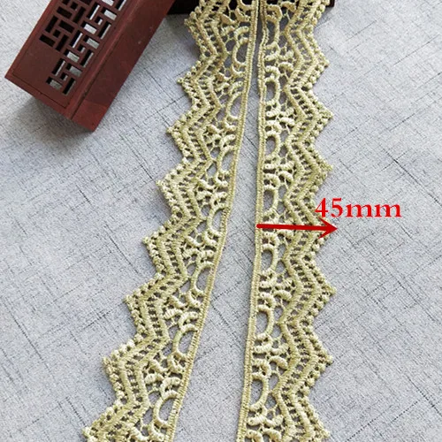 Бесплатная доставка партиями по 6 ярдов 45 мм Ширина светильник Золото кружевной